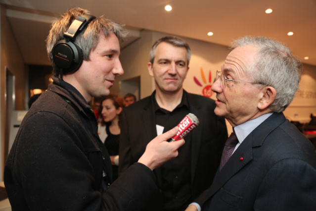 Guillaume Meurice, Philippe Chapot et Olivier Schrameck au Salon de la Radio © Serge Surpin