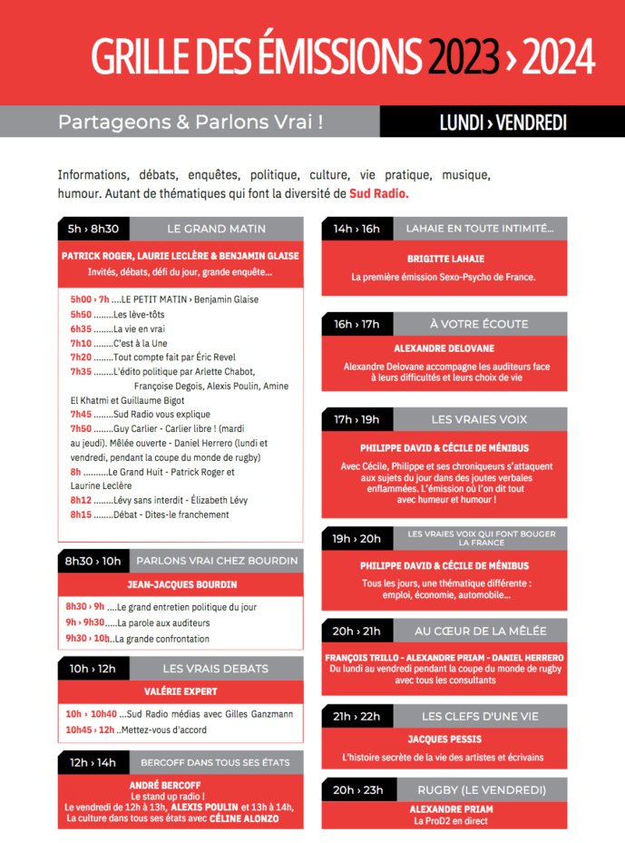 Sud Radio : "une nouvelle rentrée audacieuse" Sud Radio : "une nouvelle rentrée audacieuse"