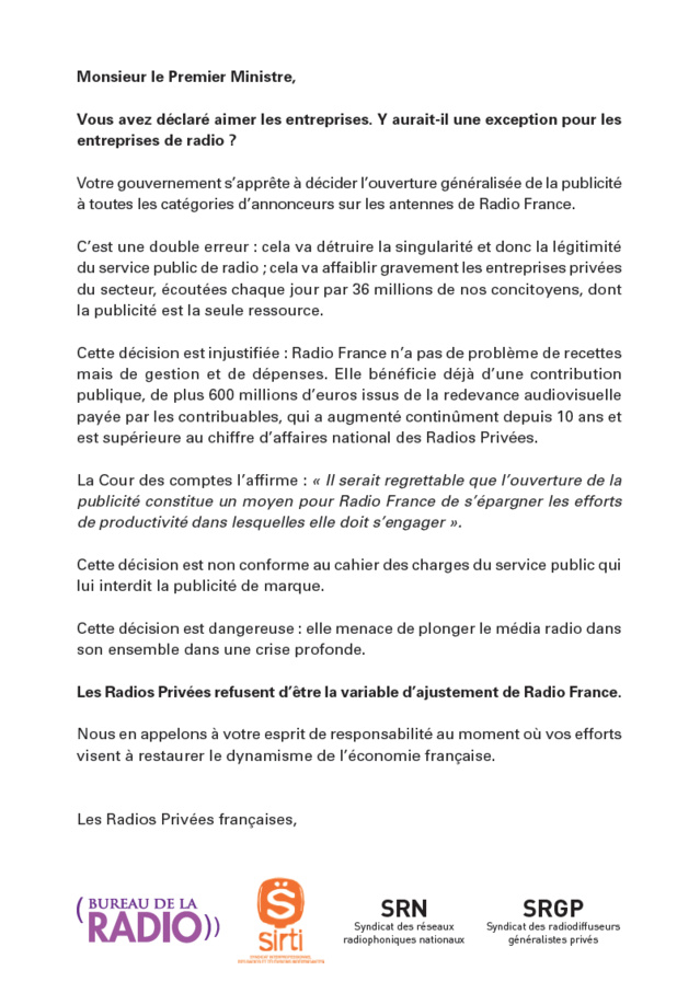 Les radios privées interpellent le Premier ministre Les radios privées interpellent le Premier ministre