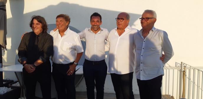 De gauche à droite, René Baldaccini, Jean-Pierre Foucault, Pierre Moyère, Sébastien Pesqué et Jean-Luc Venturino.