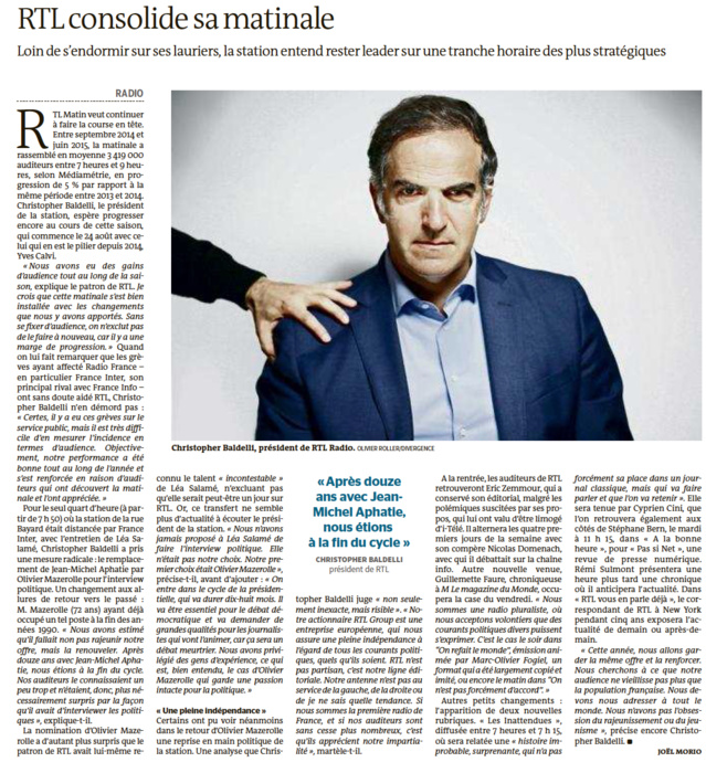 RTL : pas de rajeunissement mais du renouvellement RTL : pas de rajeunissement mais du renouvellement