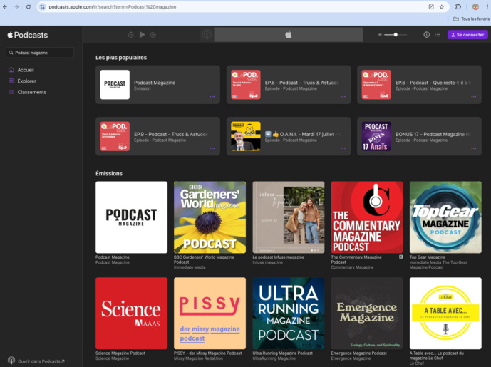 Apple Podcasts désormais accessible sur le Web