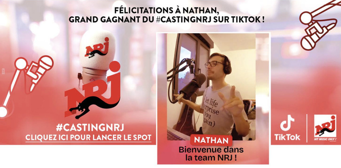 Nathan remporte de la 2ᵉ édition du casting NRJ sur TikTok 