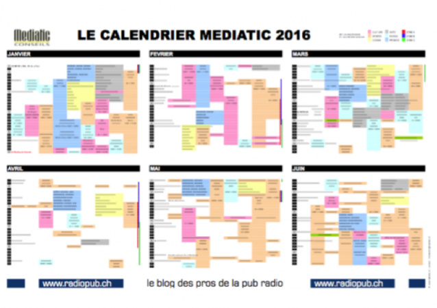 Le calendrier Mediatic 2016 est arrivé
