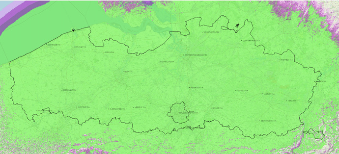 La carte de la couverture DAB+ en Flandre, montrant une large disponibilité du signal sur l'ensemble du territoire. Malgré cette avancée, le gouvernement flamand a décidé de reporter l'extinction de la FM, jugeant la transition encore prématurée © dabplus.be