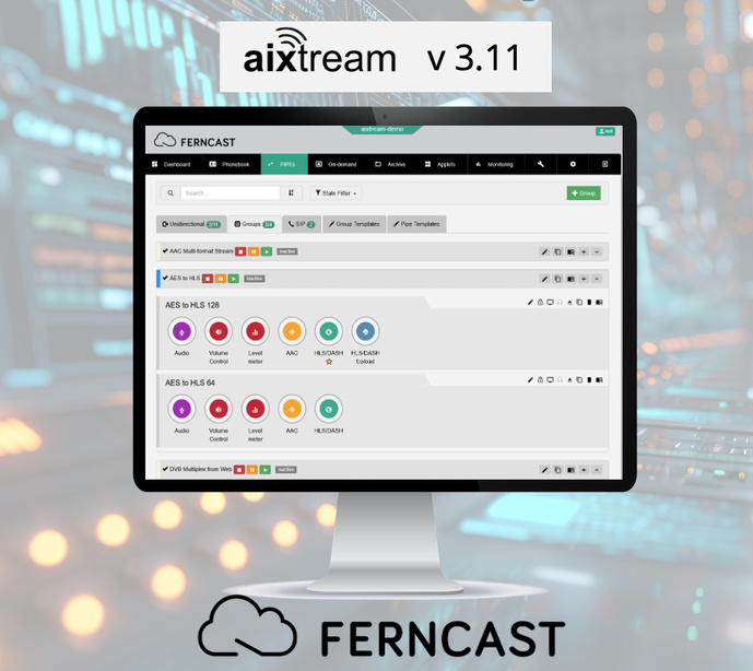Ferncast lance la version 3.11 d’aixtream