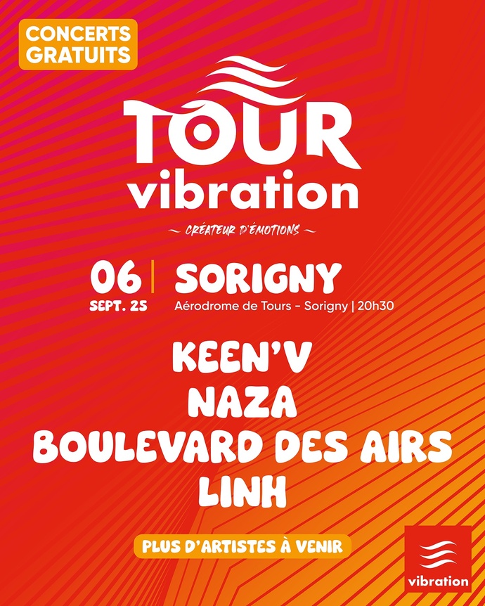 Les premiers artistes dévoilés pour les 4 dates du Tour Vibration 2025 Les premiers artistes dévoilés pour les 4 dates du Tour Vibration 2025