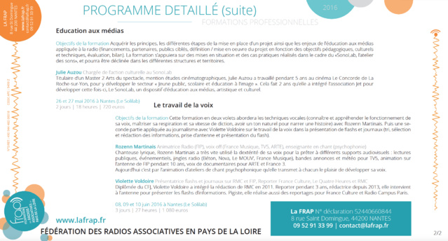 Quatre formations proposées par la FRAP