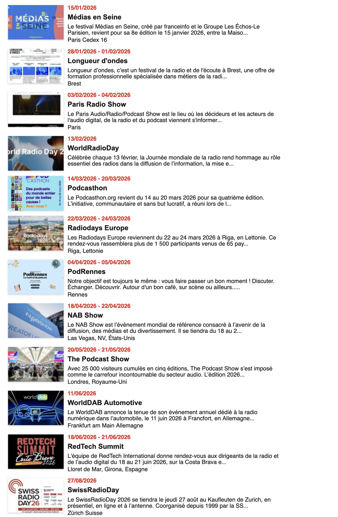 De Paris à Riga, la radio vous donne rendez-vous en 2026