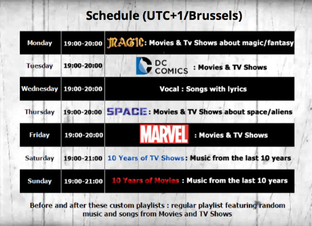 De nombreuses plages horaires thématiques sont proposées De nombreuses plages horaires thématiques sont proposées
