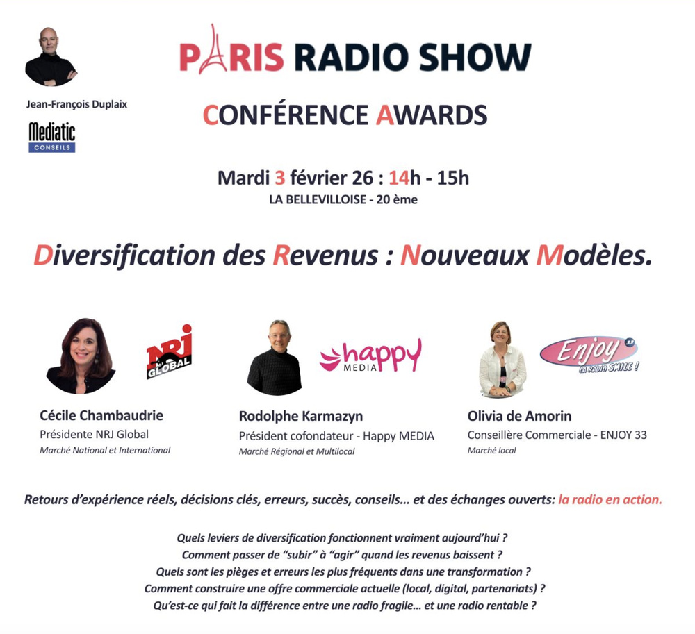 Paris Radio Show : NRJ Global, Happy Media et Enjoy 33 partagent leurs stratégies Paris Radio Show : NRJ Global, Happy Media et Enjoy 33 partagent leurs stratégies