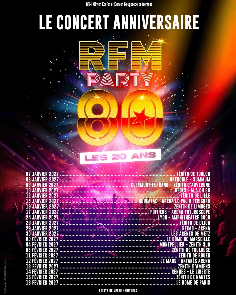 La tournée RFM Party 80 fête ses 20 ans et ouvre sa billetterie