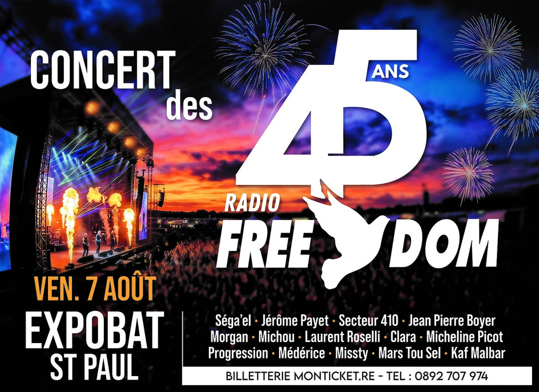 Radio Free Dom célèbre ses 45 ans avec un grand concert à La Réunion Radio Free Dom célèbre ses 45 ans avec un grand concert à La Réunion