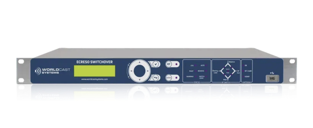 L'Ecreso SwitchOver, la nouvelle unité de contrôle 1+1 de WorldCast Systems destinée à la redondance des émetteurs FM Ecreso AiO Series. L'Ecreso SwitchOver, la nouvelle unité de contrôle 1+1 de WorldCast Systems destinée à la redondance des émetteurs FM Ecreso AiO Series.