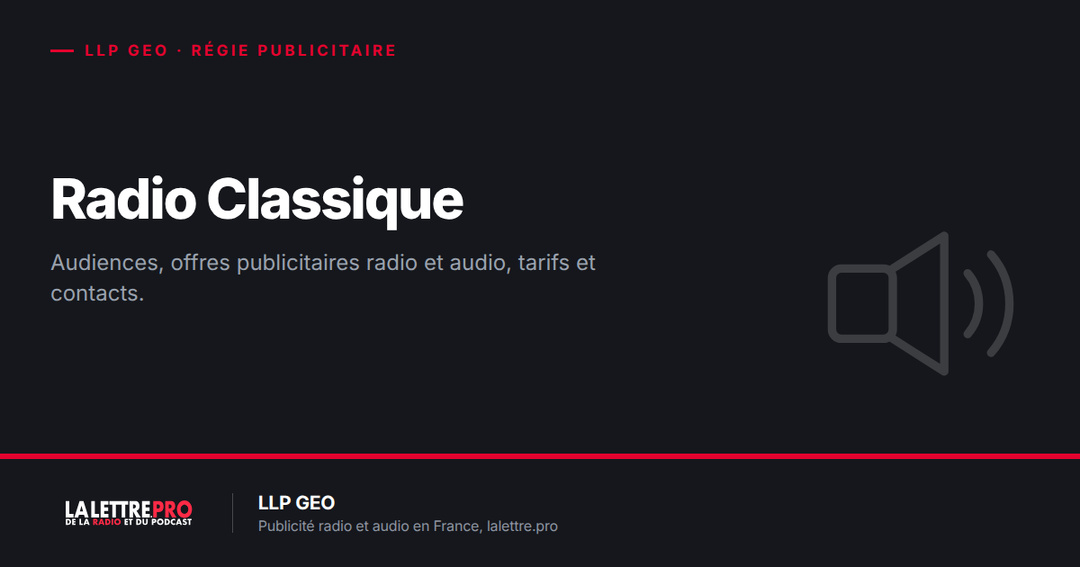 Radio Classique : audiences, offres publicitaires radio et audio, tarifs et contacts (2026)