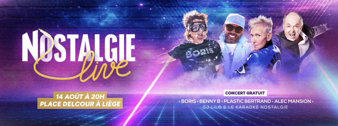 Nostalgie mise sur les années 80, 90 et 2000 pour sa soirée du 14 août à Liège Nostalgie mise sur les années 80, 90 et 2000 pour sa soirée du 14 août à Liège