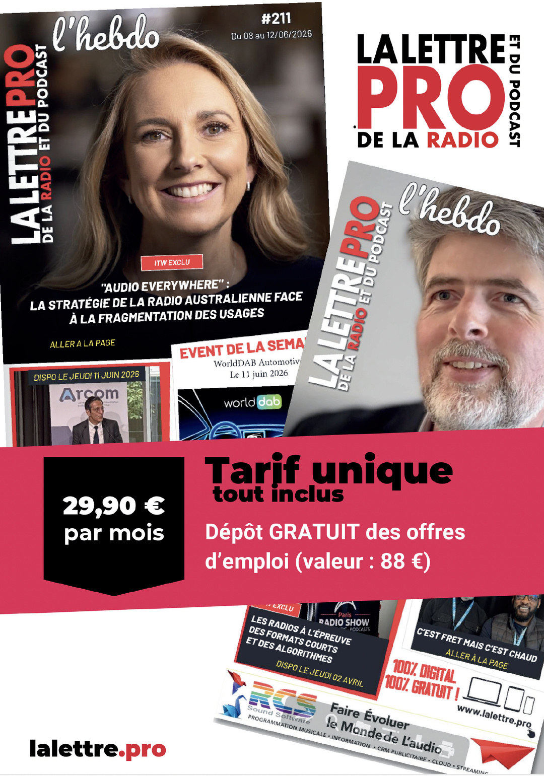 La Lettre Pro de la Radio maintient son abonnement illimité à 29.90 euros par mois