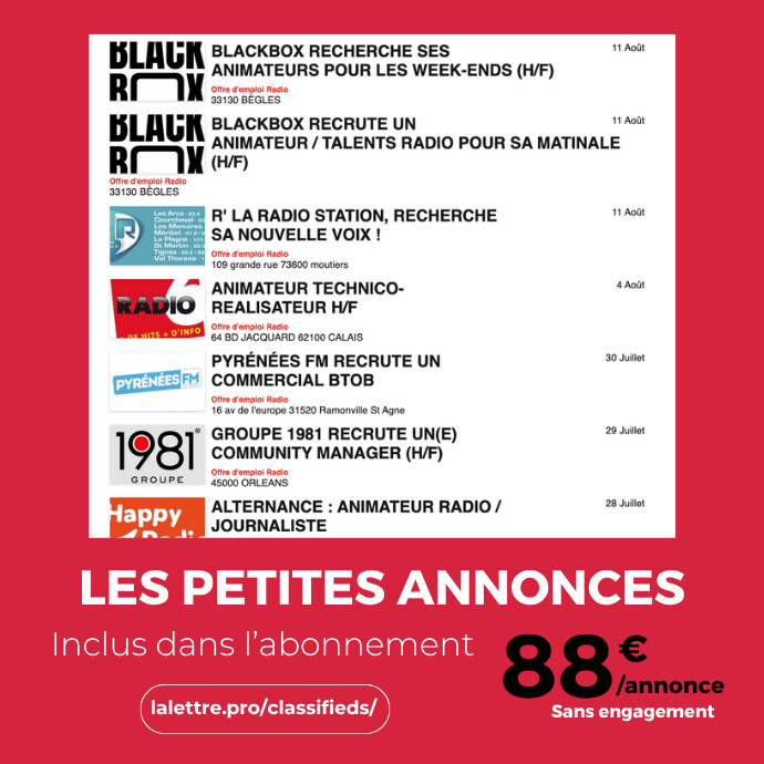La Lettre Pro de la Radio renforce la visibilité de vos recrutements