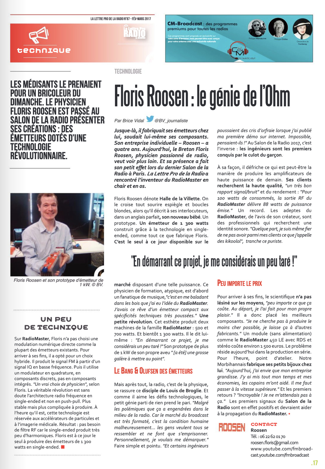 Disparition de Floris Roosen, le physicien qui repoussait les limites des émetteurs FM