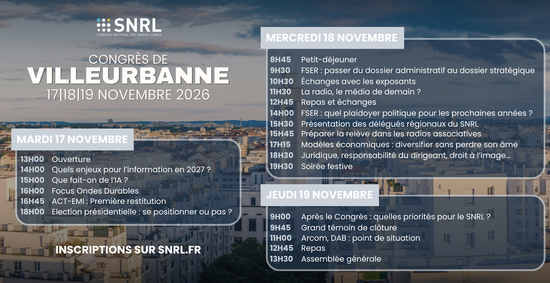 Quel avenir pour les radios associatives ? Le SNRL ouvre le débat à Villeurbanne Quel avenir pour les radios associatives ? Le SNRL ouvre le débat à Villeurbanne