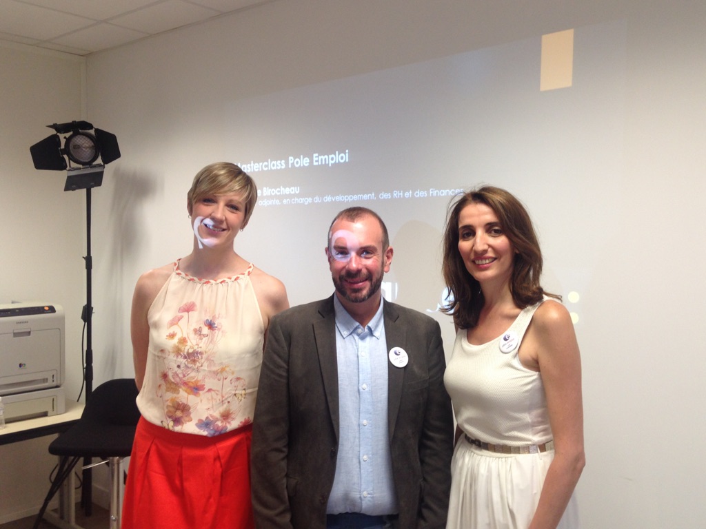 Nathalie Birocheau de France info avec Jason et Lila du Pôle Emploi Audiovisuel Spectacle Techniciens IDF