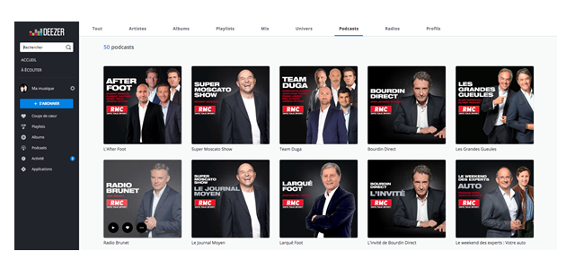 RMC disponible également sur... Deezer