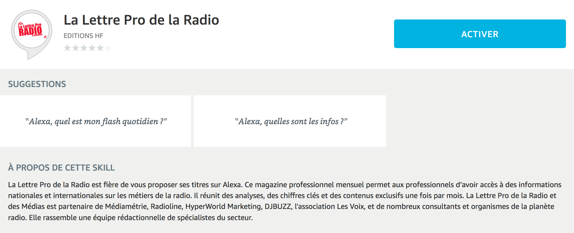 La Lettre Pro de la Radio est aussi sur Alexa