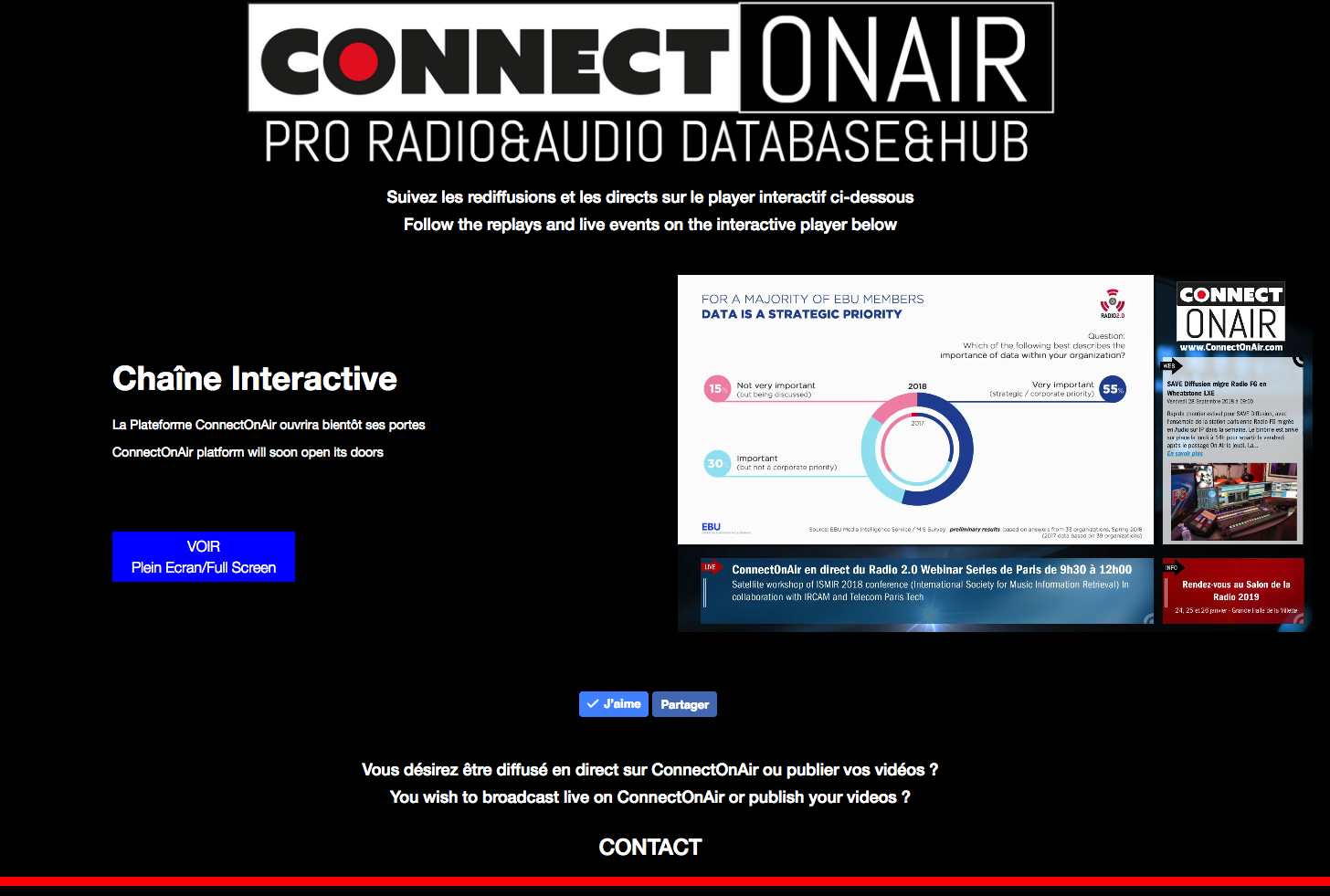 La plateforme ConnectOnAir avec son player interactif. Les prémices de la plateforme