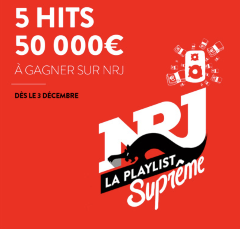 NRJ : 50 000 euros à gagner avec la Playlist Suprême