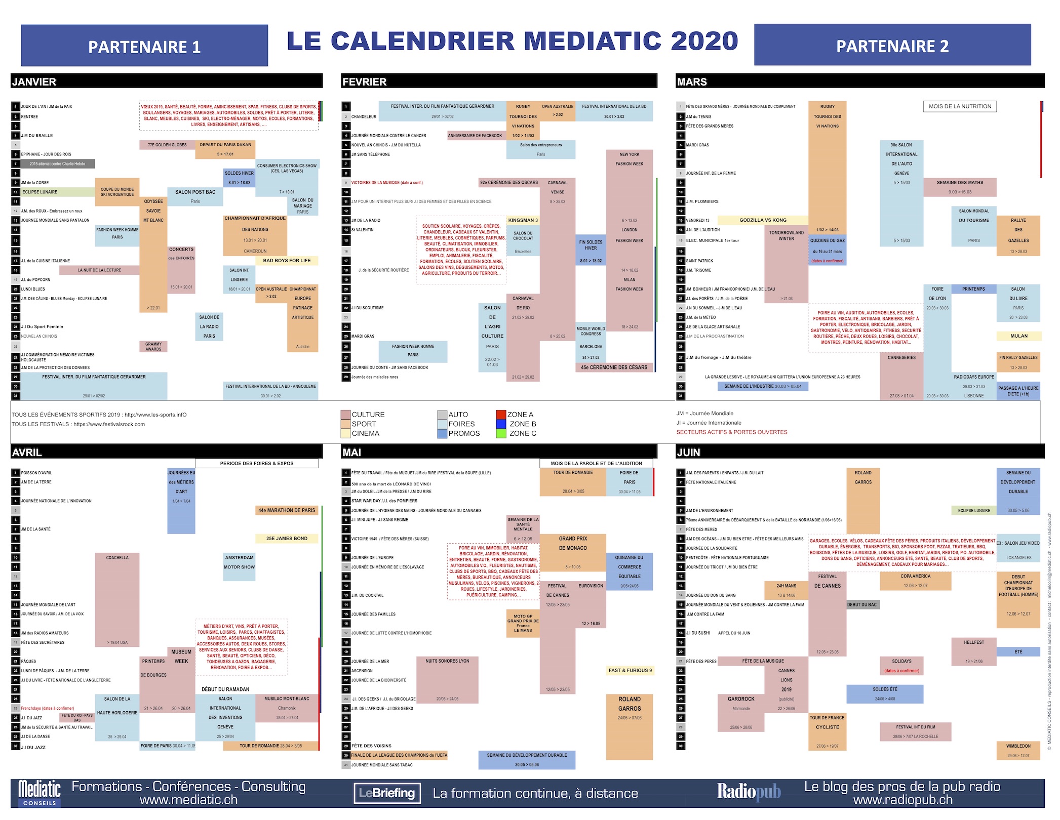 Devenez le partenaire exclusif du calendrier Mediatic 2020