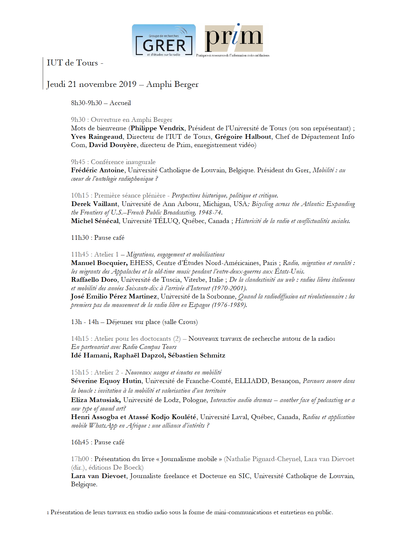 "Radio en mobilité" : le nouveau colloque du GRER