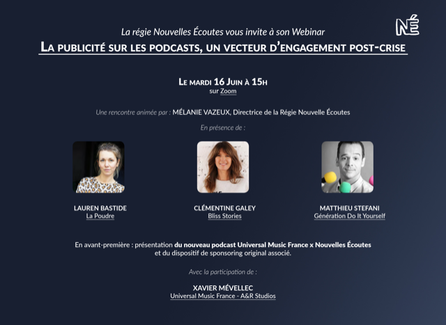Un webinar "La Publicité sur les podcasts" par la régie Nouvelles Écoutes