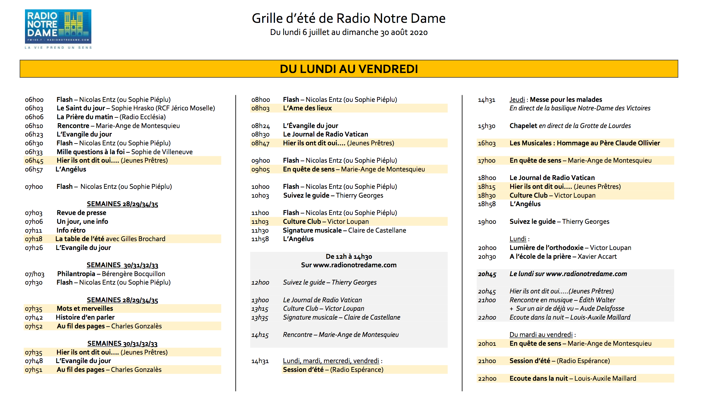 L'été arrive ce 6 juillet sur Radio Notre Dame