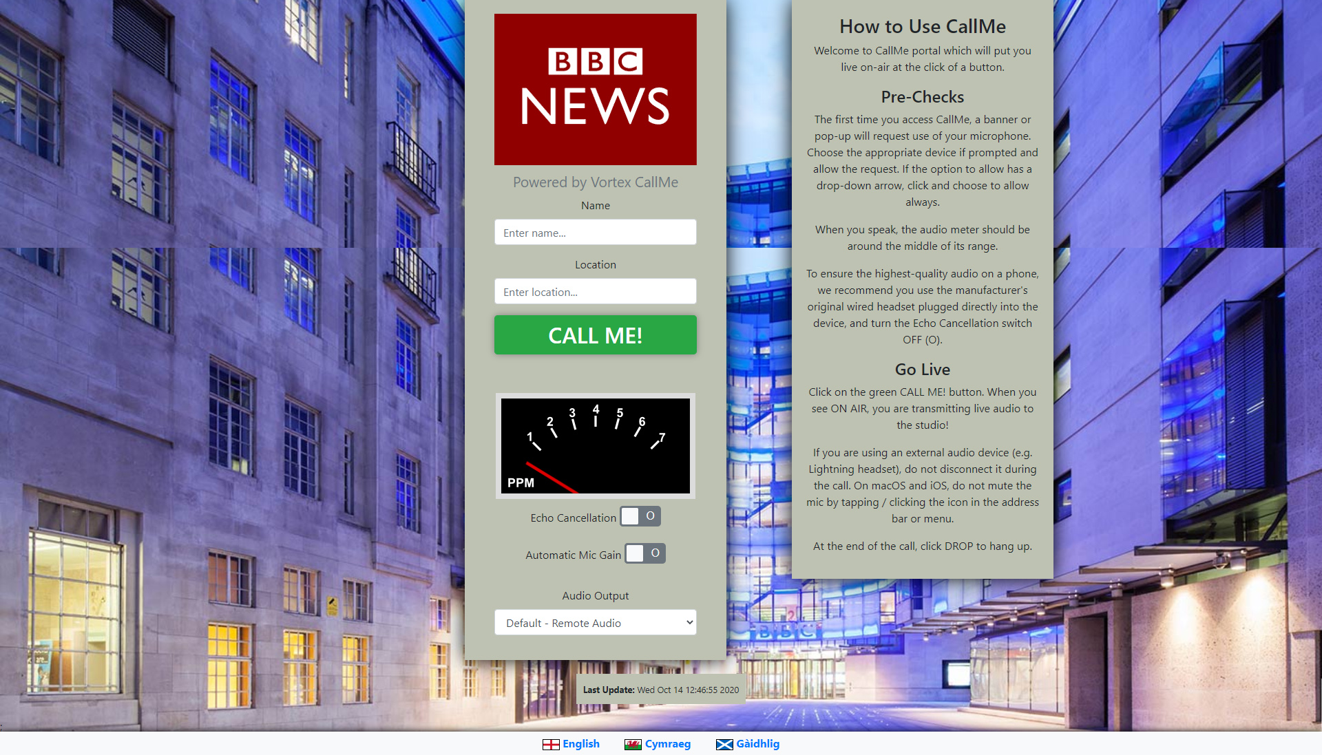 La solution CallMe Click-&-Connect, née de recherches avec la BBC.  © Vortex.