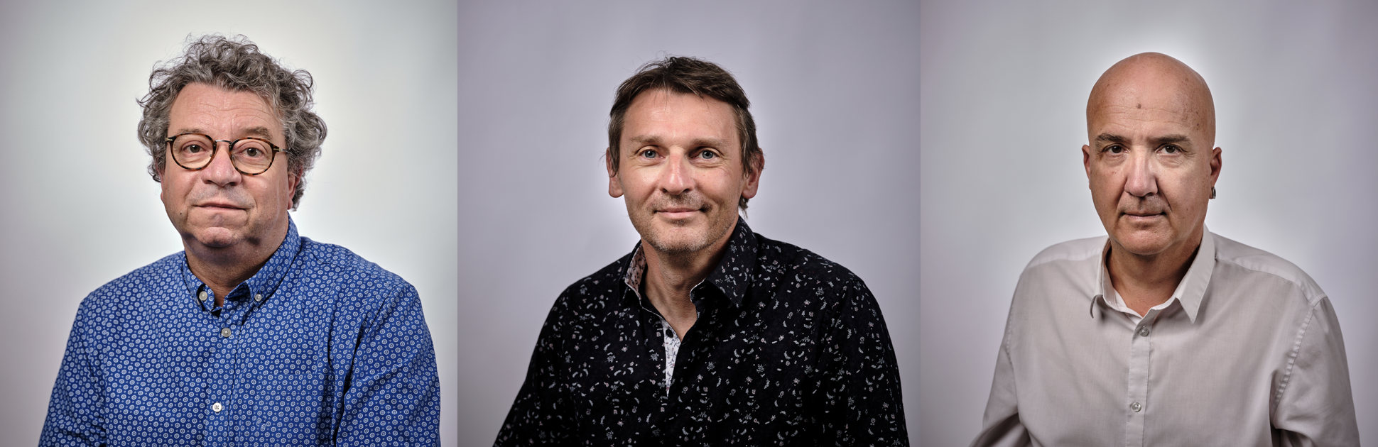 Aux commandes de la matinale (de gauche à droite) : Antoine Thollé (journaliste), Hervé Marchioni (animateur) et Bertrand Pidance (journaliste)