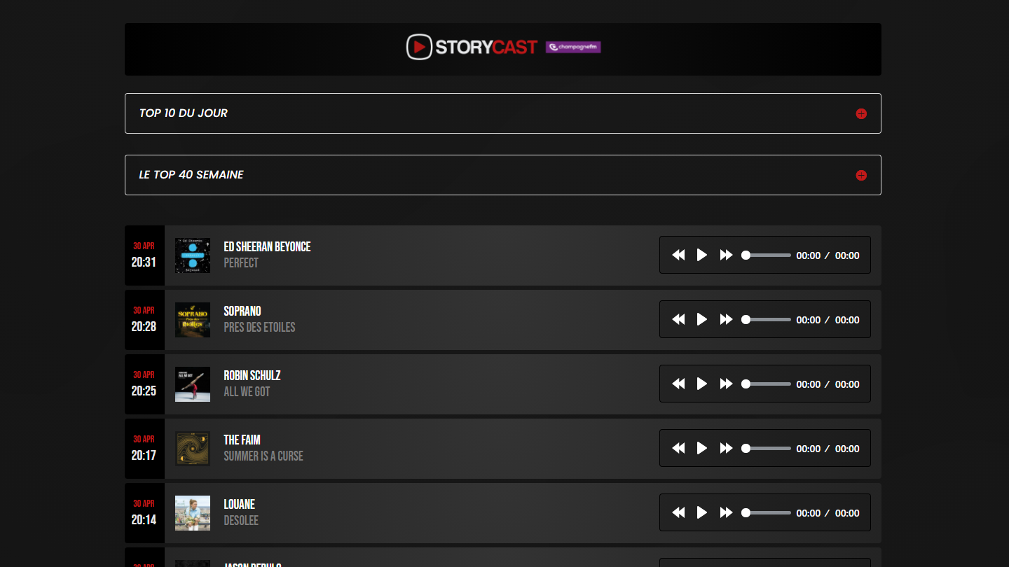 Les diffusions les plus récentes sur l'antenne de Champagne FM.