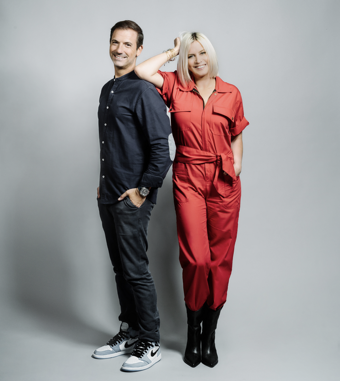 Grégory Ascher et Justine Salmon animent depuis six ans le morning de RTL2. © Fred Stucin / Pasco&Co / RTL2.