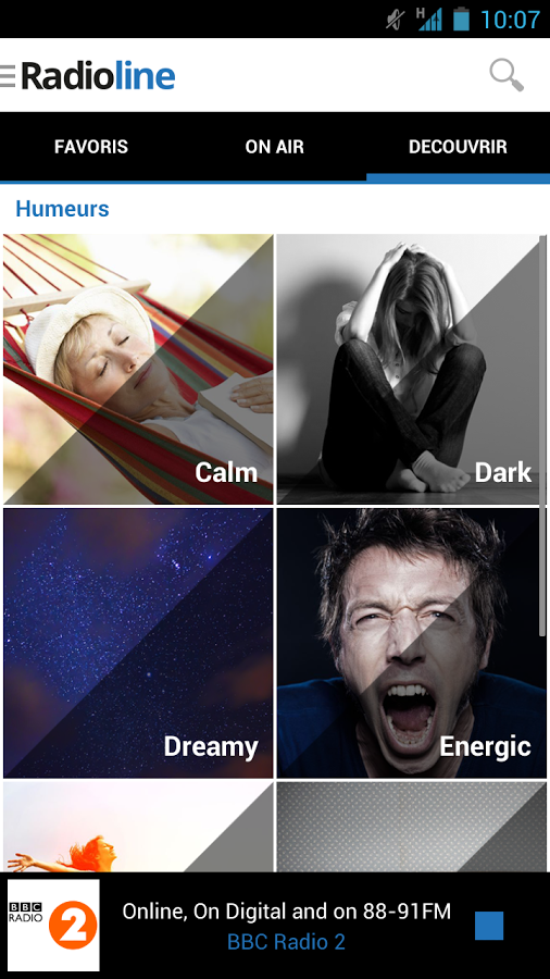 Le mode Humeur des nouvelles applis de Radioline