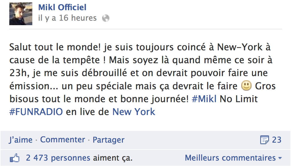 MiKL de Fun Radio bloqué à New-York