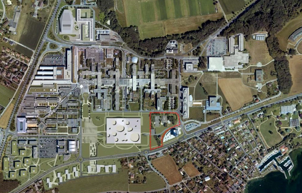 l'implantation choisie pour le futur bâtiment de la RTS © EPFL / DII