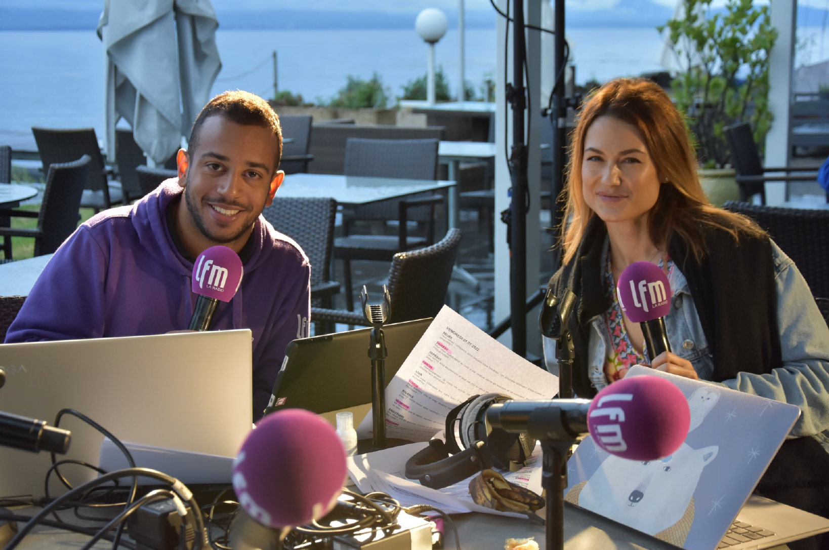 Evan Kangni et Lauriane Gilliéron lors de la dernière émission de la saison à Morges, le 1er juillet dernier