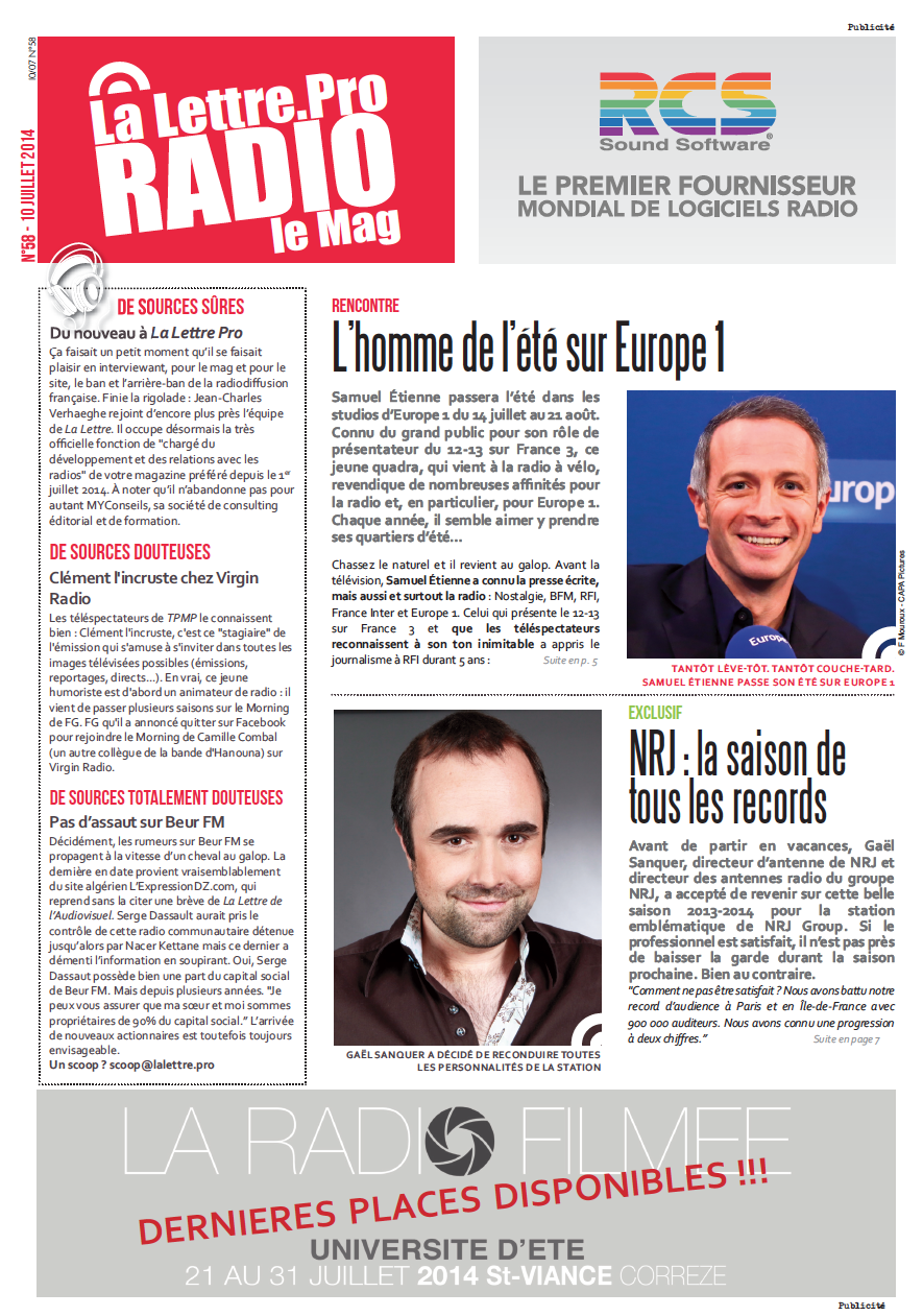 La Lettre Pro de la Radio découvrez le n° 58