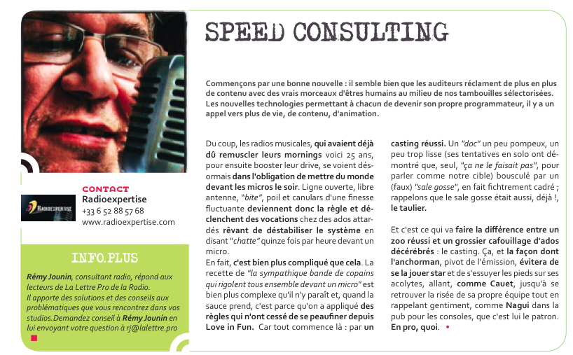 Flashback en 2013 - Speed Consulting de Rémi Jounin