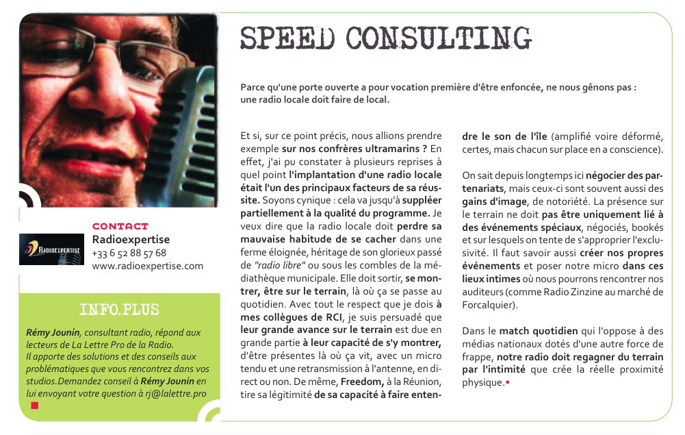 Flashback en 2013 - Speed Consulting by Rémy Jounin