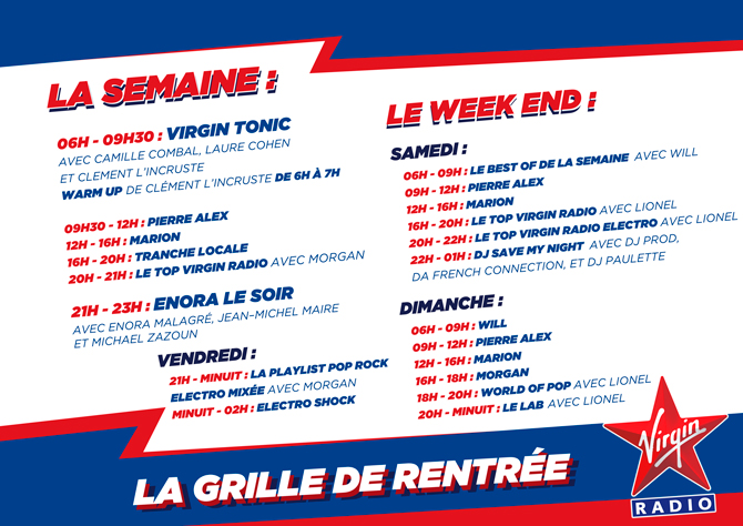 La rentrée sur Virgin Radio