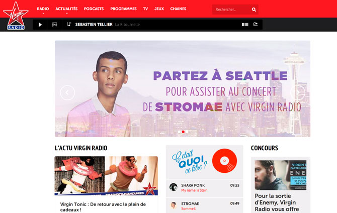 Le nouvau site de Virgin Radio : "plus puissant, plus rapide (...) avec encore plus de sons, d’images, de vidéos, de news, une actu pop-rock-électro"