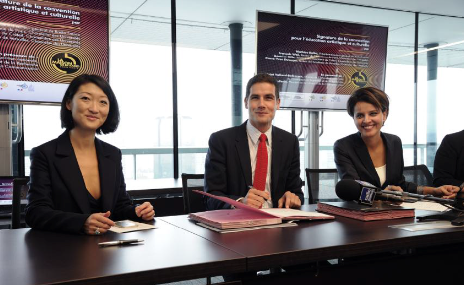 Najat Vallaud-Belkacem, Fleur Pellerin et Mathieu Gallet s’engagent en faveur des jeunes autour de l’offre éducative, artistique et culturelle de Radio France © Christophe Abramowitz - Radio France