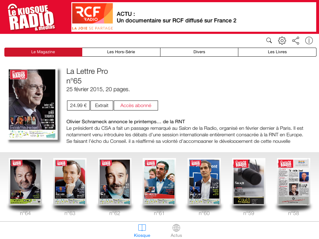 Kiosque Radio en version iPad