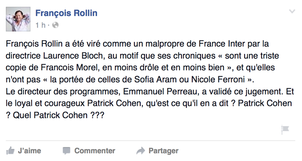 France Inter : fini de rire pour François Rollin 
