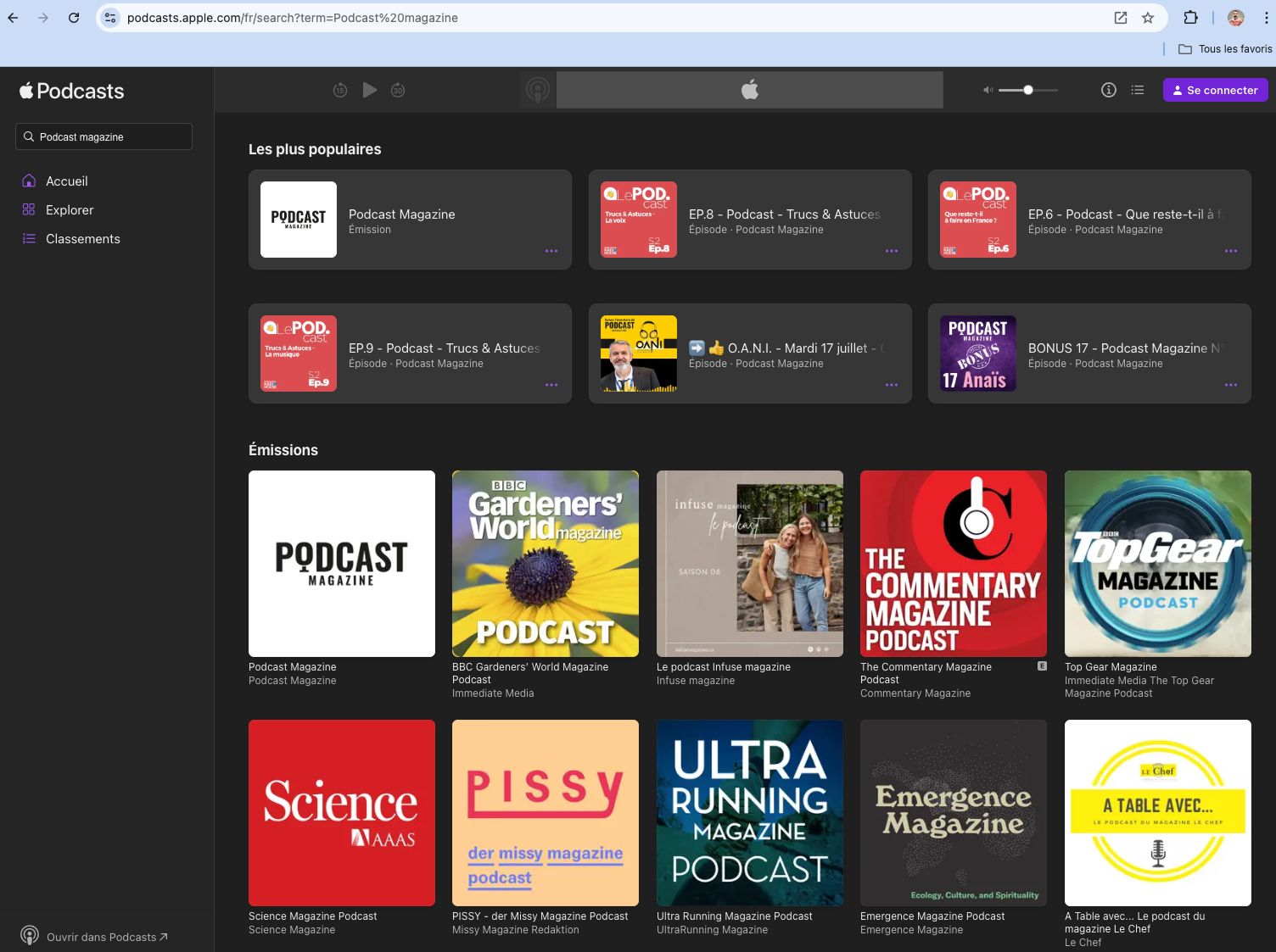 Apple Podcasts désormais accessible sur le Web